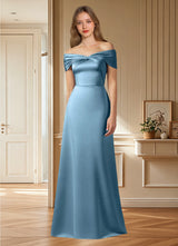 Augday Amelia A-Line Off the Shoulder Stretch Satin Dress