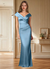Augday Ludlow Mermaid Pleated Stretch Satin Dress