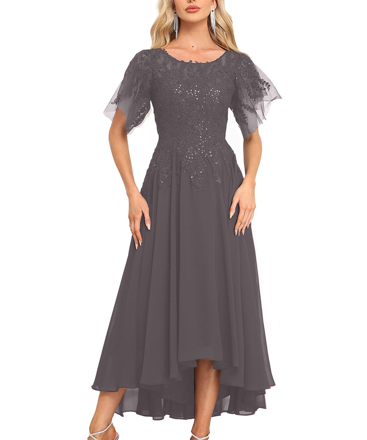 Augday Chiffon Lace Sequins Mother of the Bridesmaid Dresses