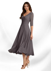 Augay Durant A-Line Pleated Chiffon Dress