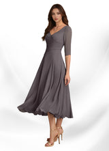 Augay Durant A-Line Pleated Chiffon Dress