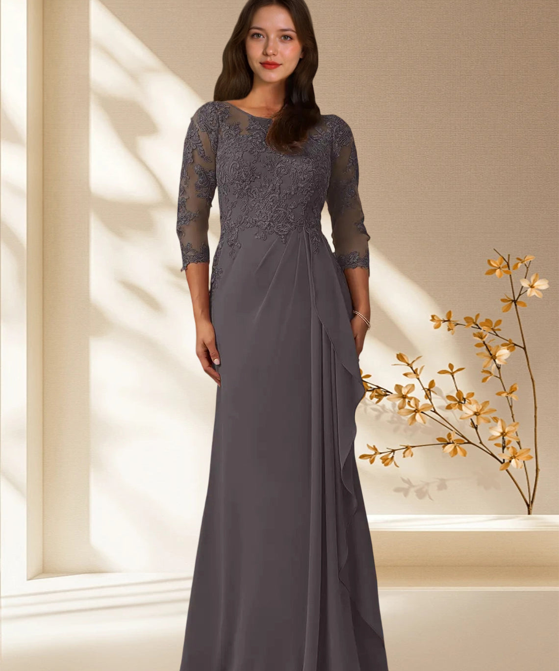 Augday Calanthe A-Line Scoop Chiffon Dress