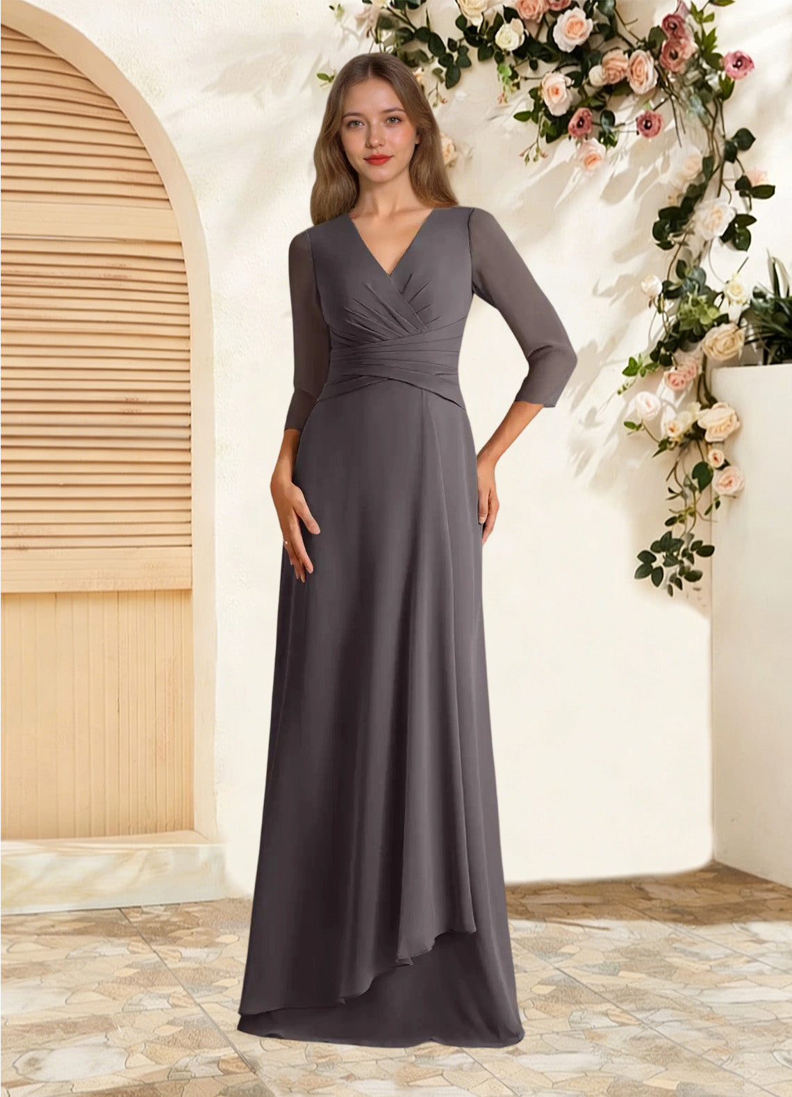 Augday Mayfield A-Line Pleated Chiffon Dress