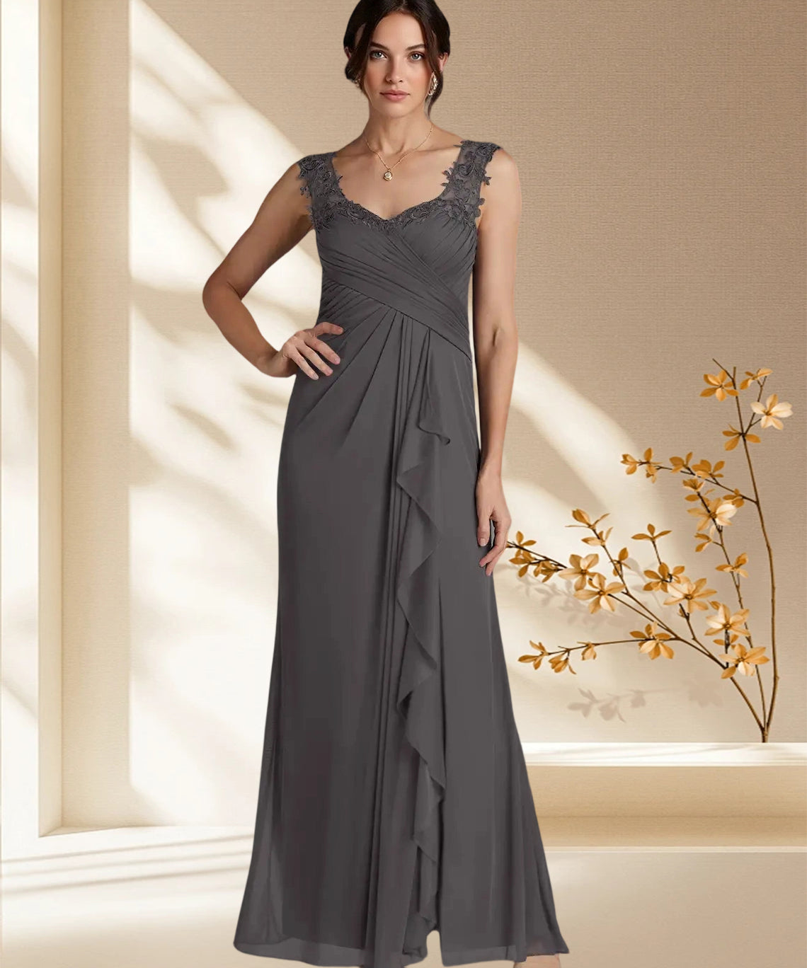 Augday Edelin A-Line Sweetheart Neckline Pleated Mesh Dress