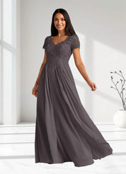Augday Dunja A-Line V-Neck Lace Chiffon Dress