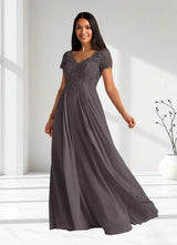 Augday Dunja A-Line V-Neck Lace Chiffon Dress