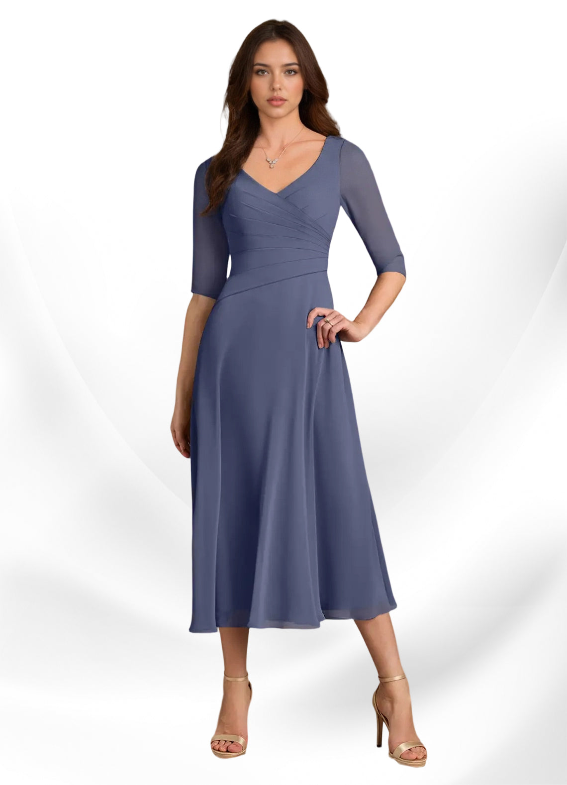 Augay Durant A-Line Pleated Chiffon Dress