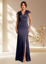 Augday Rilda Sheath Lace Stretch Satin Dress