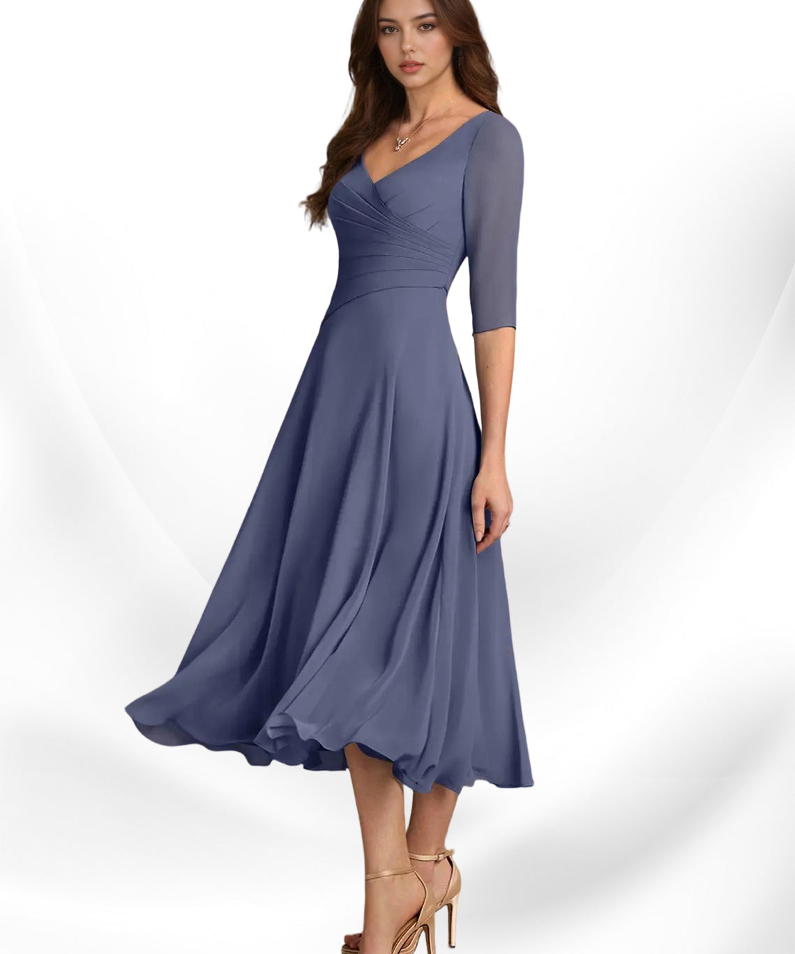Augay Durant A-Line Pleated Chiffon Dress