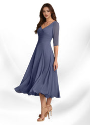 Augay Durant A-Line Pleated Chiffon Dress