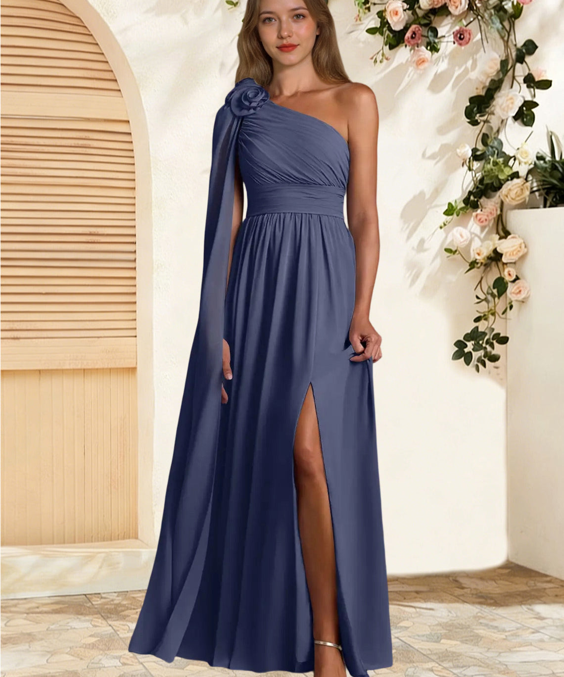 Augday Lancaster A-Line One Shoulder Chiffon Dress