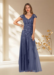 Augday Romy Mermaid V-Neck Sequins Tulle Dress
