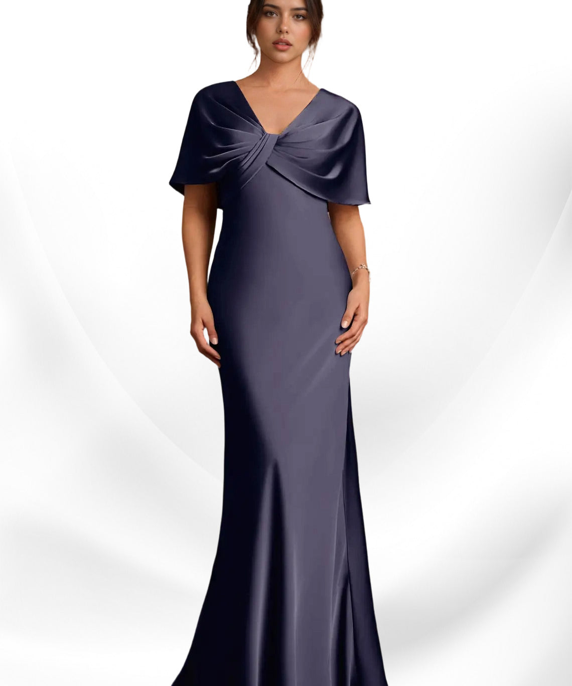 Augday Dosia Sheath Pleated Stretch Satin Dress