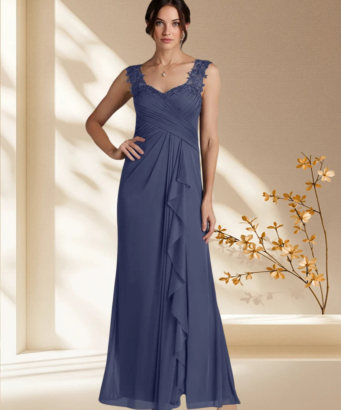 Augday Edelin A-Line Sweetheart Neckline Pleated Mesh Dress