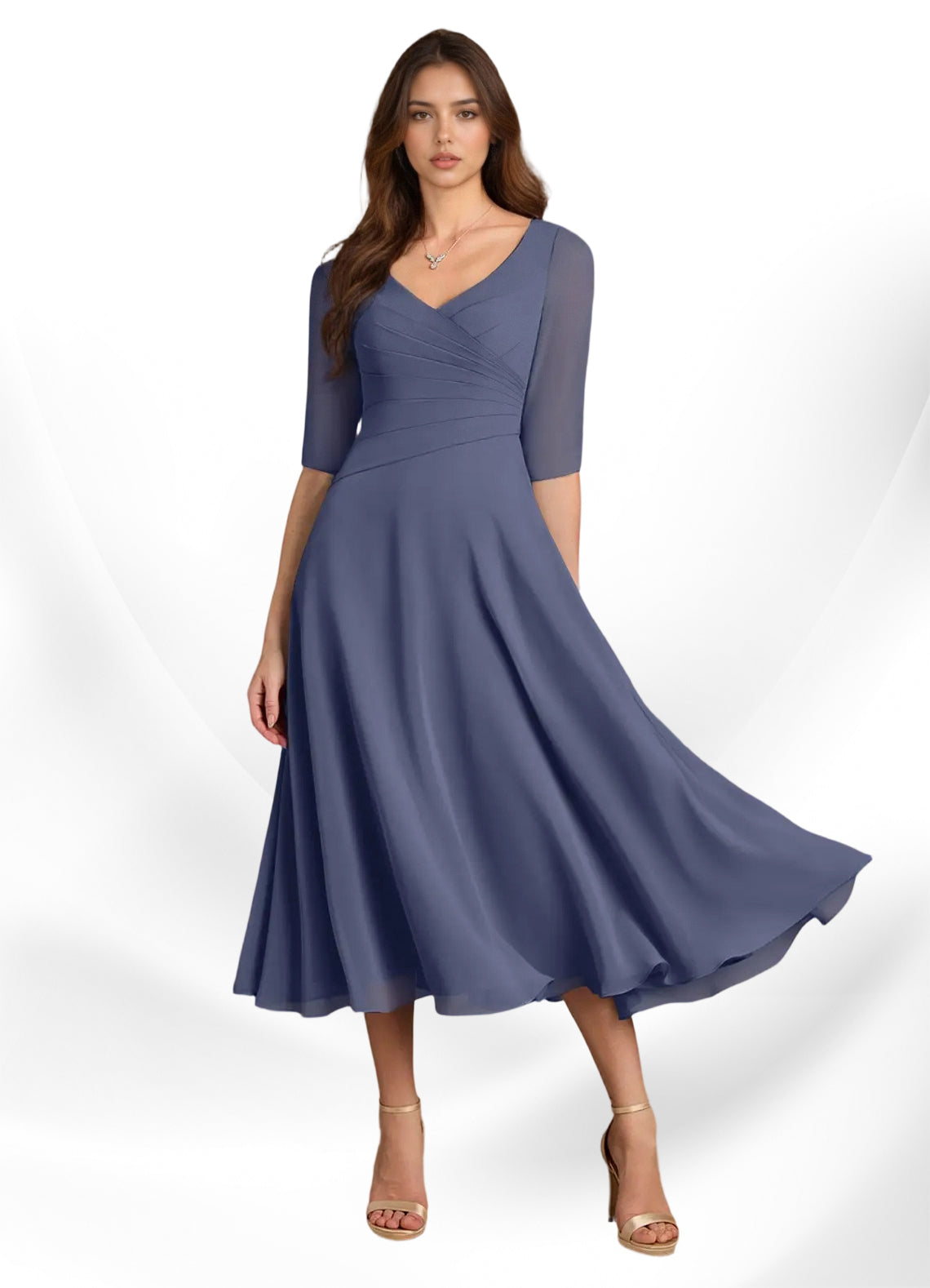 Augay Durant A-Line Pleated Chiffon Dress