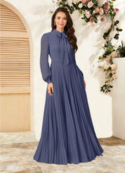 Augday Adellah A-Line Pleated Chiffon Dress