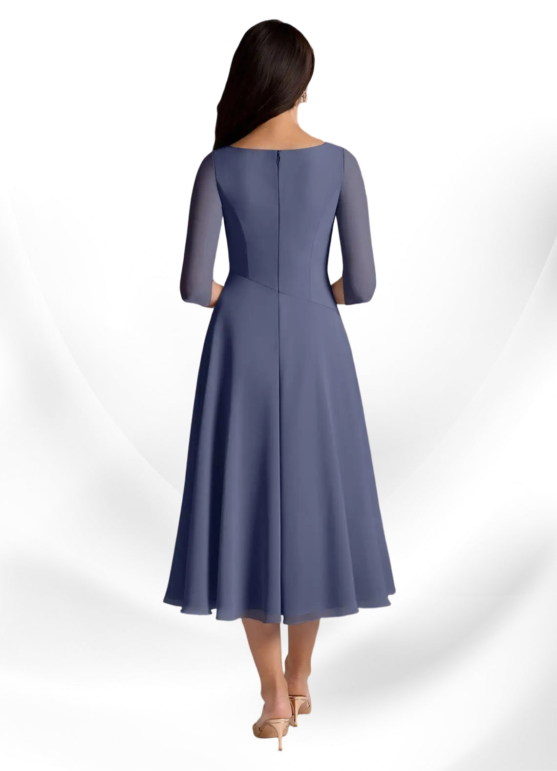 Augay Durant A-Line Pleated Chiffon Dress