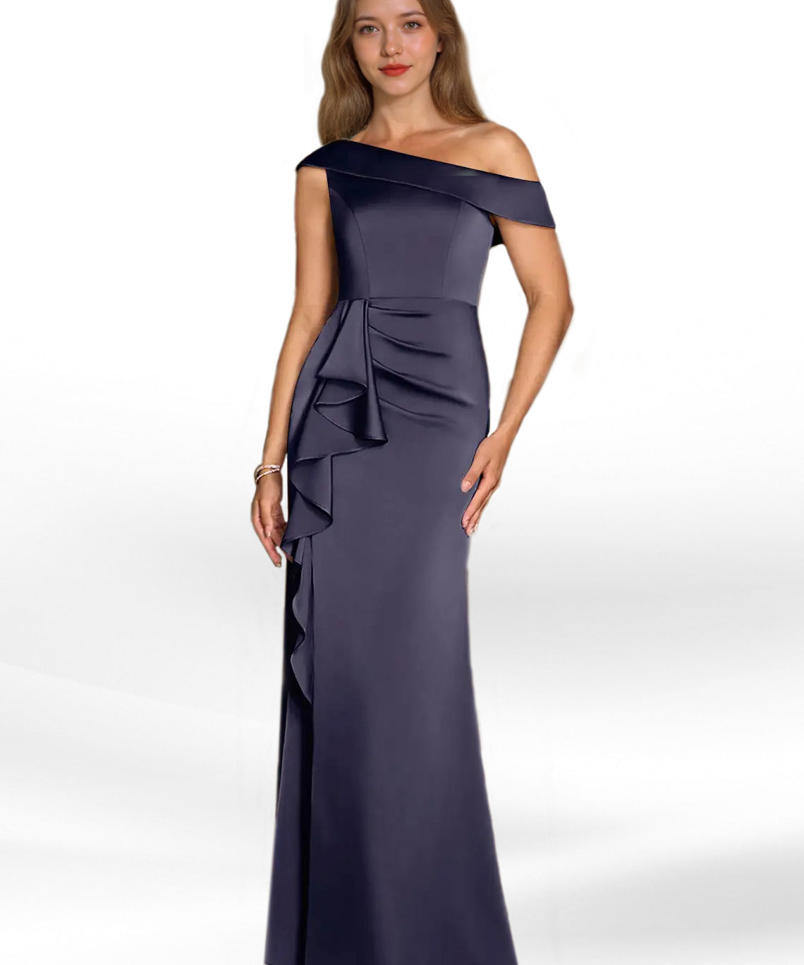 Augday Hamptons A-Line Pleated Stretch Satin Dress