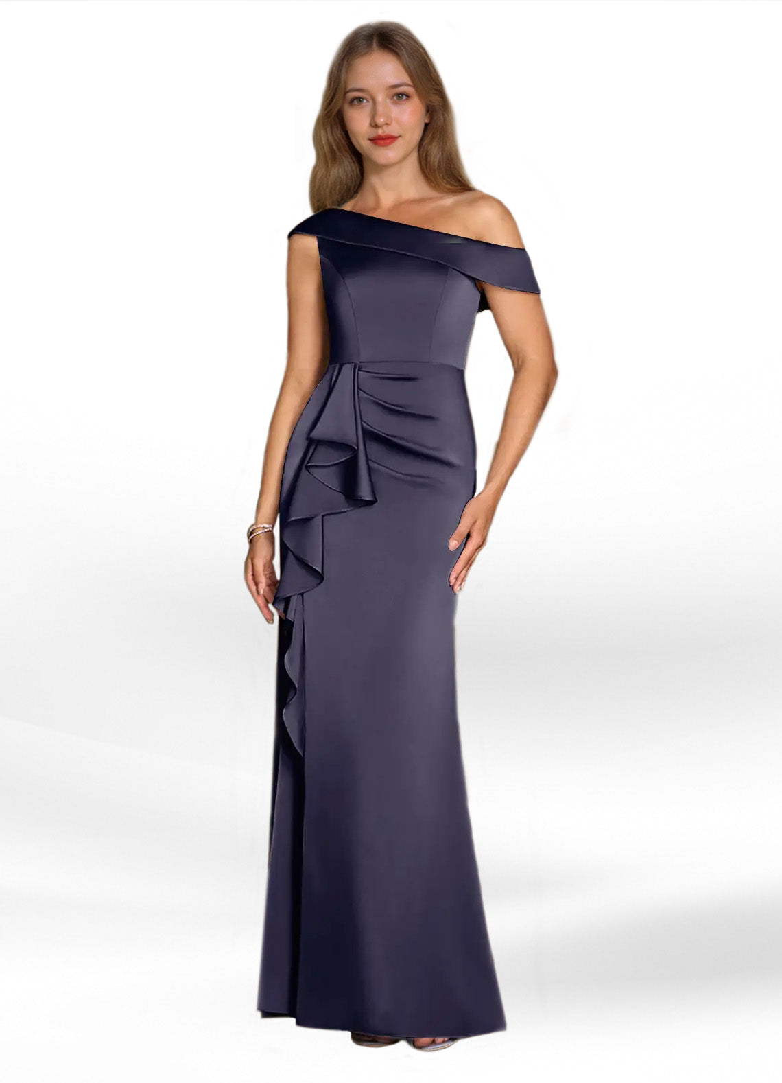 Augday Hamptons A-Line Pleated Stretch Satin Dress