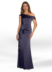 Augday Hamptons A-Line Pleated Stretch Satin Dress