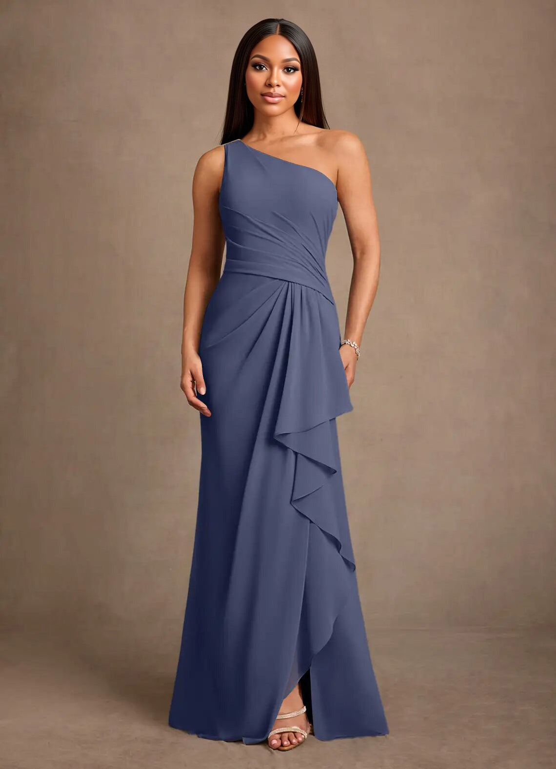 Augday Floy Sheath One Shoulder Chiffon Dress