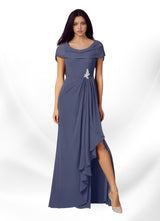 Augday Mary A-Line Side Slit Chiffon Dress