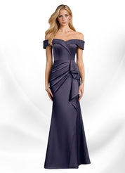 Augday Laredo Mermaid Off the Shoulder Stretch Satin Dress