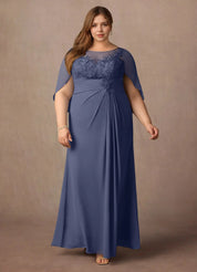 Augday Hera Mother of the Bride Dresses A-Line Lace Capelet Chiffon Dress Plus Size