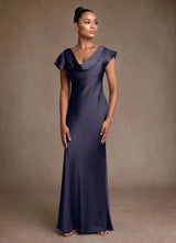 Augday Shelby Mother of the Bride Dresses Mermaid Pleated Stretch Satin Dress