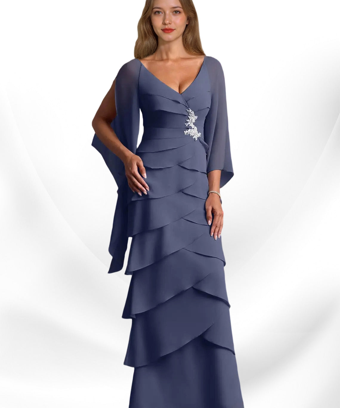 Augday Arabinda Sheath Ruched Chiffon Dress