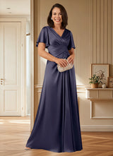 Augday Emmeline A-Line Pleated Stretch Satin Dress