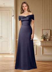 Augday Amelia A-Line Off the Shoulder Stretch Satin Dress