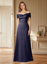 Augday Amelia A-Line Off the Shoulder Stretch Satin Dress