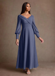 Augday Paterson A-Line Pleated Chiffon Dress