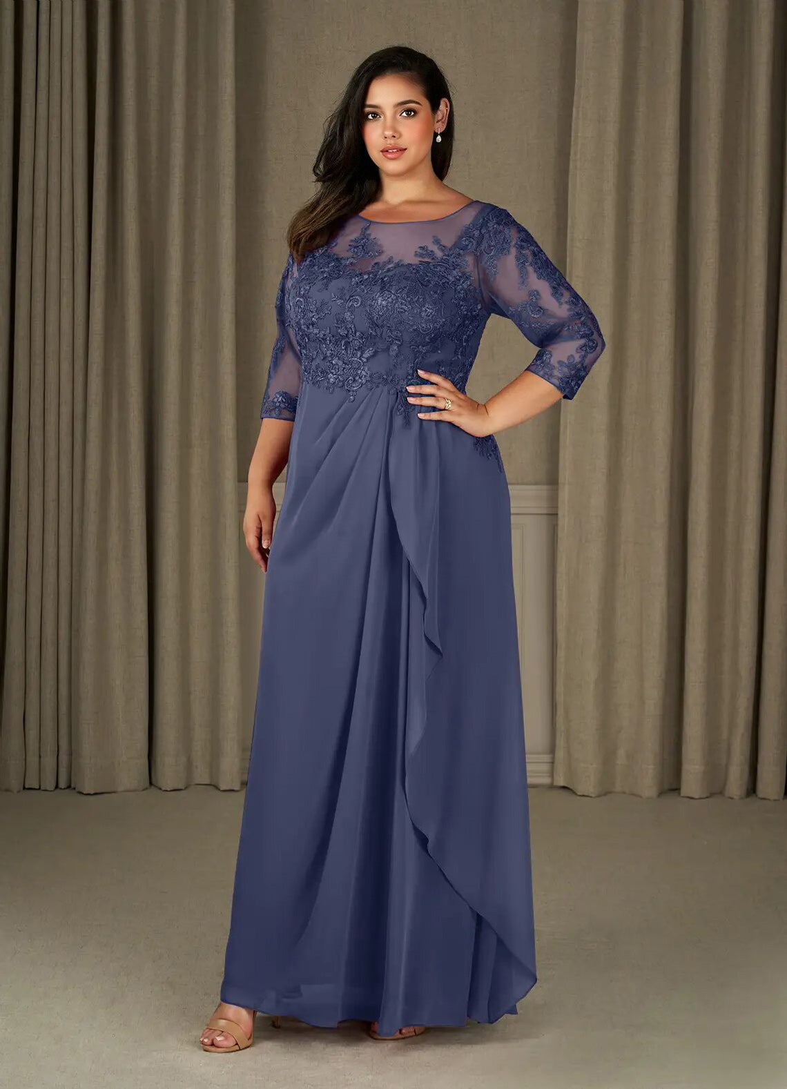 Augday Calanthe A-Line Scoop Chiffon Dress Plus Size