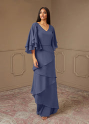 Augday OHara A-Line V-Neck Chiffon Dress