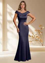 Augday Aberdeen Sheath Pleated Stretch Satin Dress