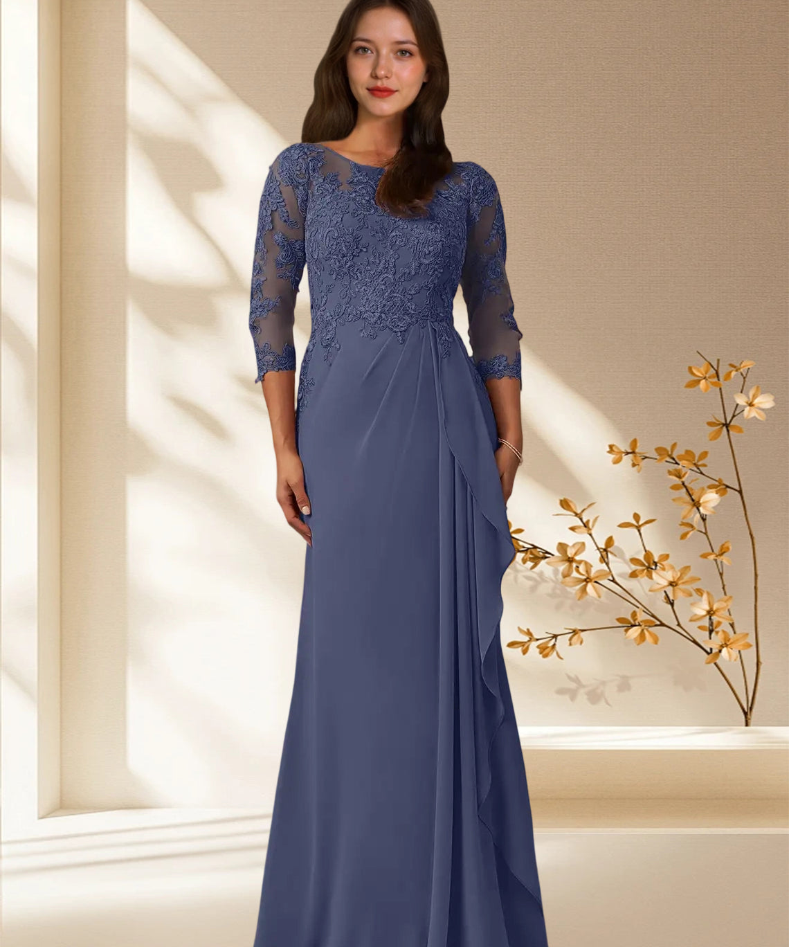 Augday Calanthe A-Line Scoop Chiffon Dress