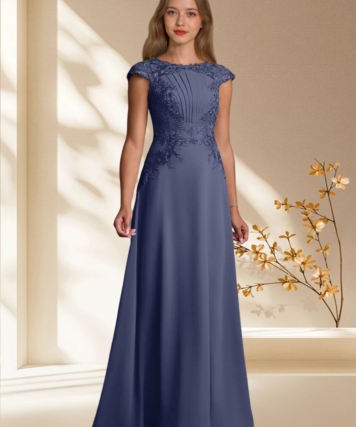 Augday Christi A-Line Lace Chiffon Dress