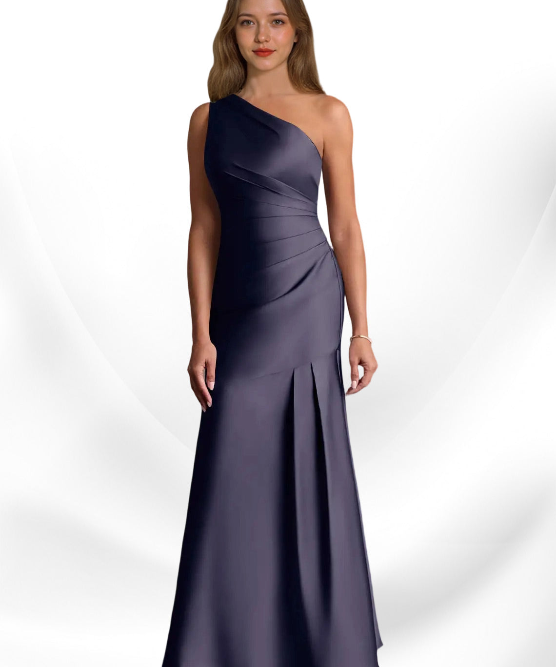 Augday Haifa Mermaid One Shoulder Stretch Satin Dress