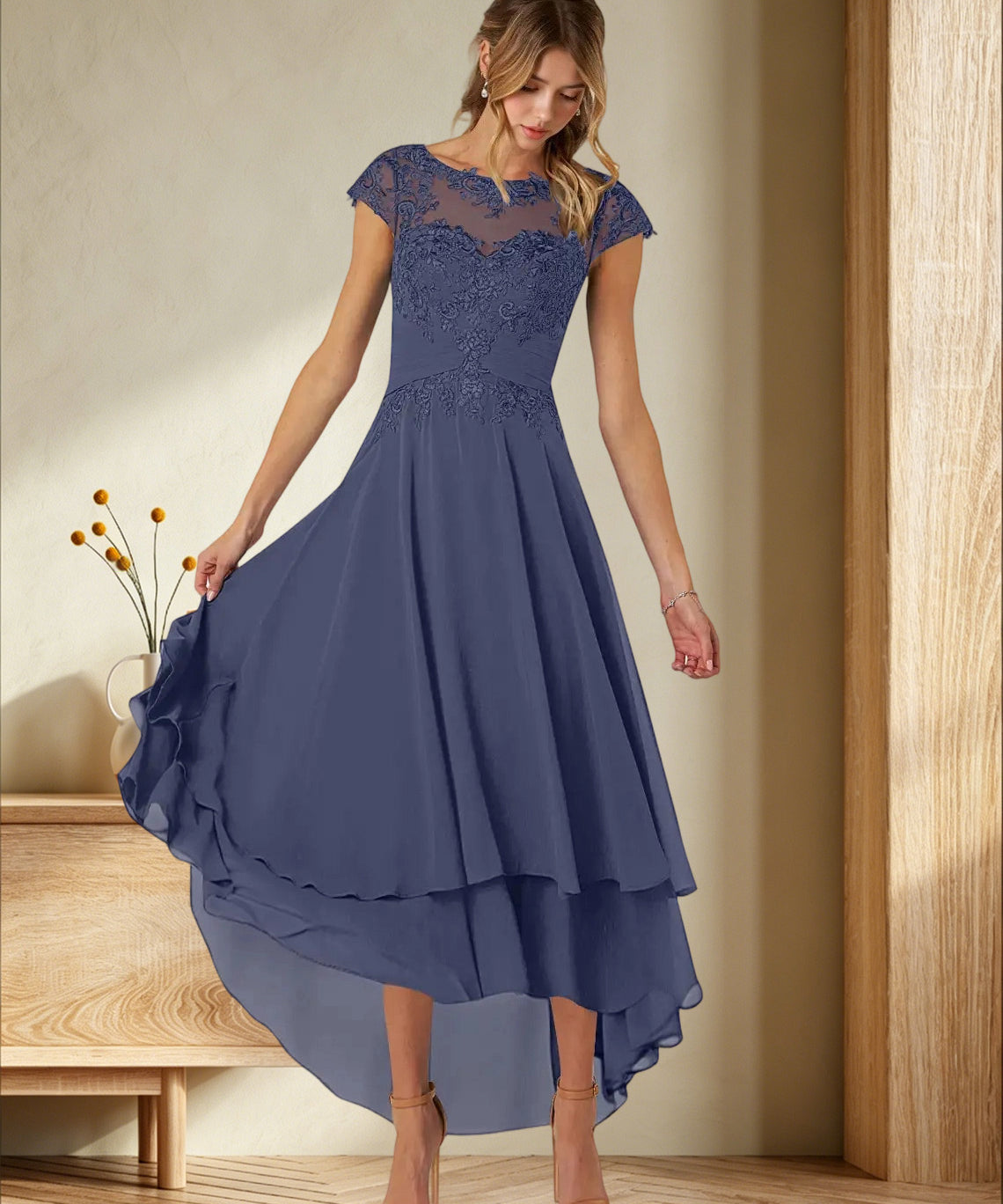 Augday Shonda Lace Chiffon Dress