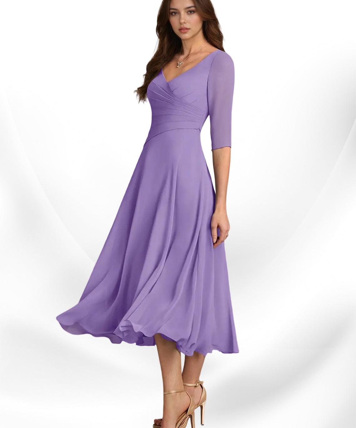 Augay Durant A-Line Pleated Chiffon Dress