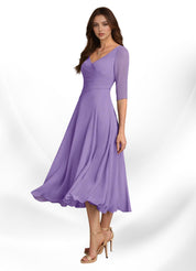 Augay Durant A-Line Pleated Chiffon Dress