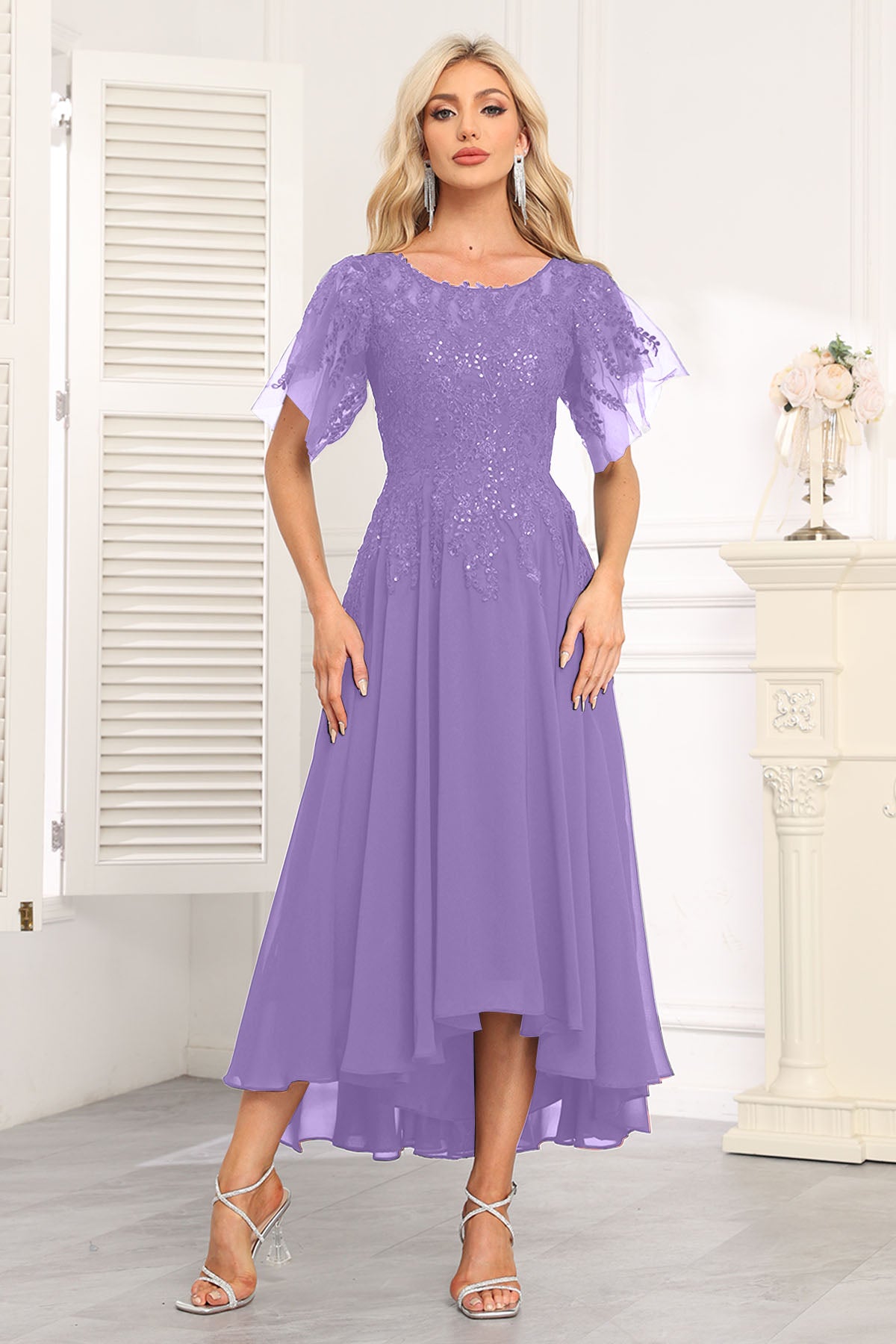 Augday Chiffon Lace Sequins Mother of the Bridesmaid Dresses