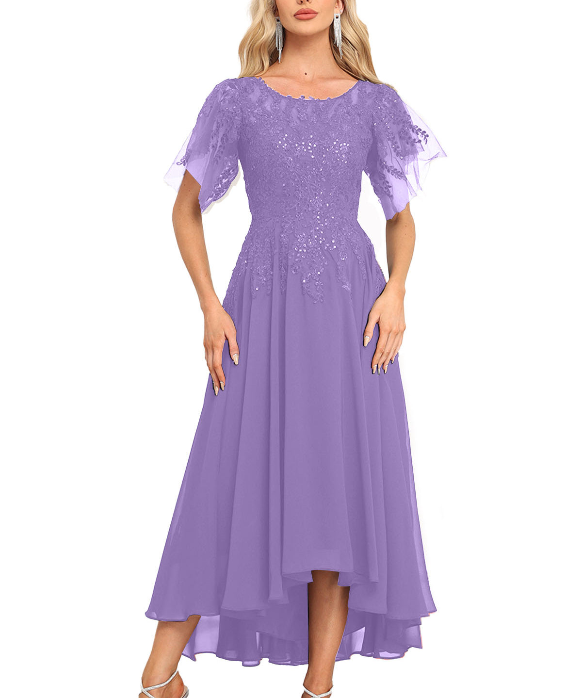 Augday Chiffon Lace Sequins Mother of the Bridesmaid Dresses