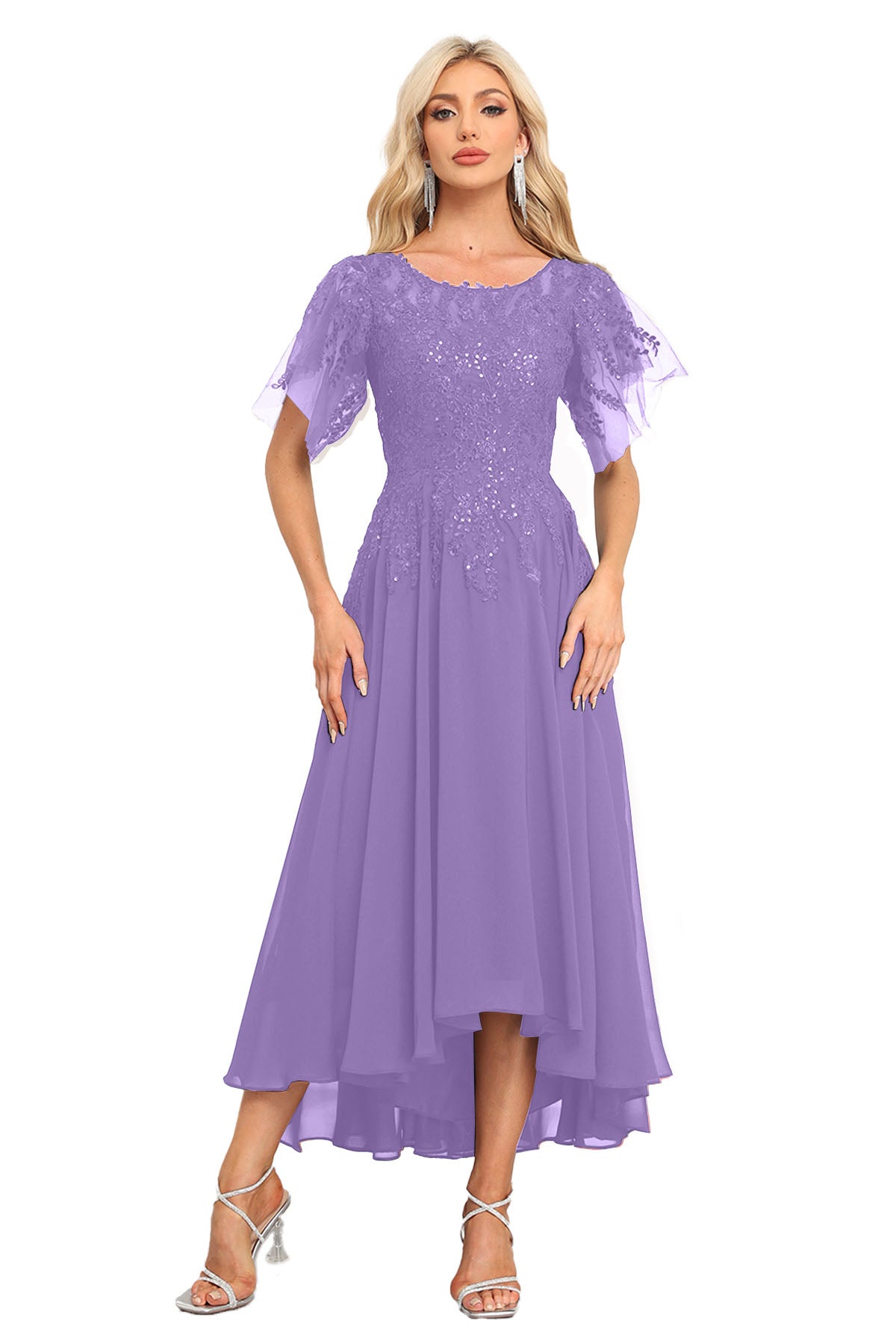Augday Chiffon Lace Sequins Mother of the Bridesmaid Dresses