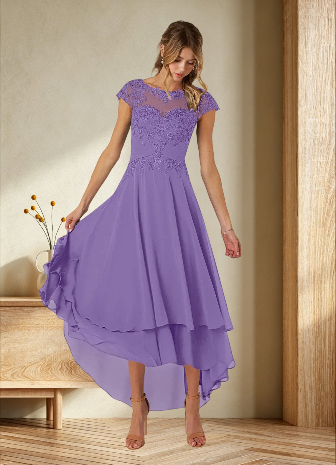 Augday Shonda Lace Chiffon Dress
