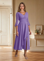 Augday Aerynne A-Line Pleated Chiffon Dress
