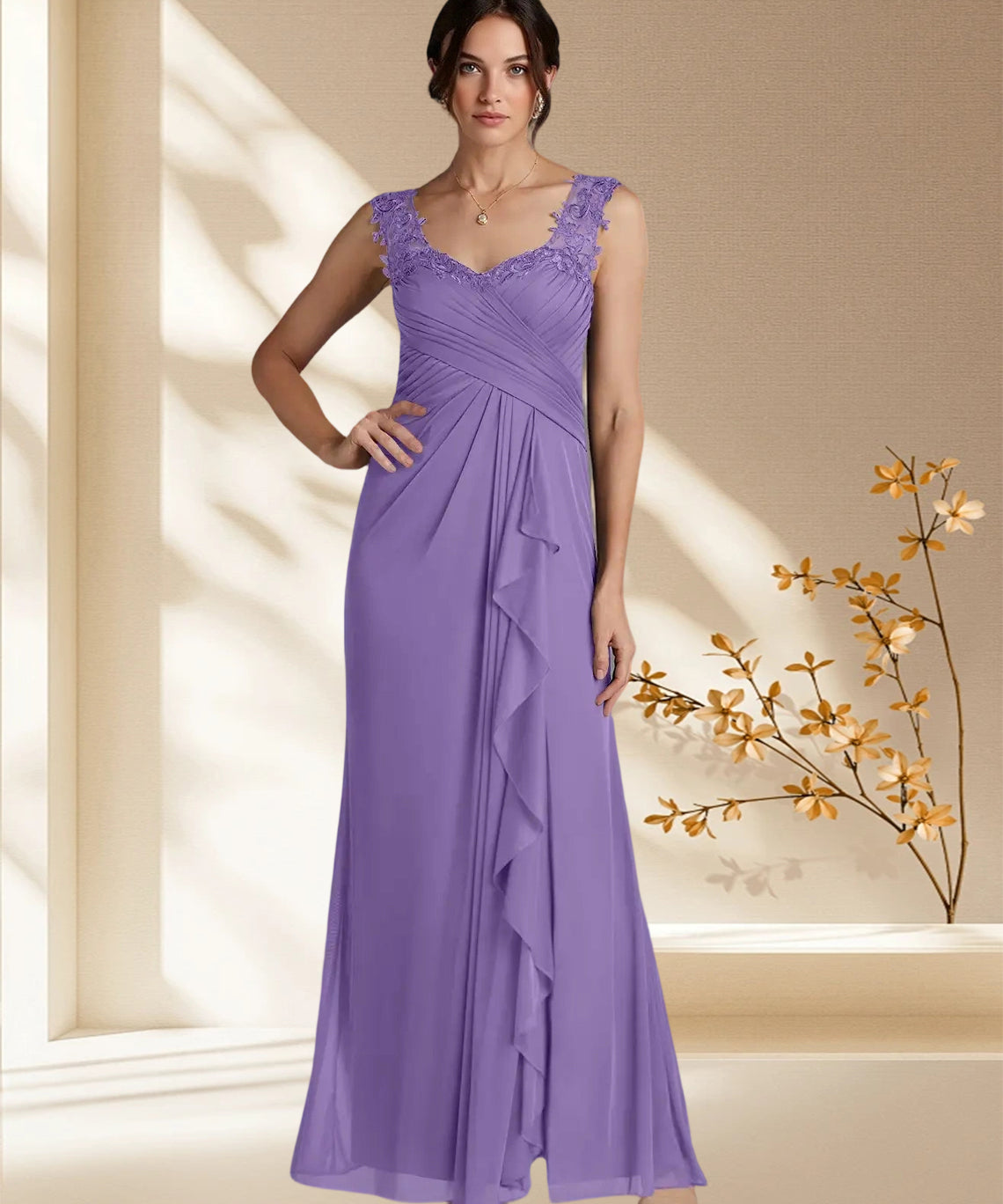 Augday Edelin A-Line Sweetheart Neckline Pleated Mesh Dress