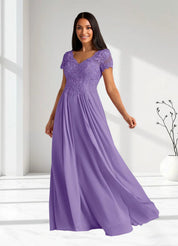 Augday Dunja A-Line V-Neck Lace Chiffon Dress